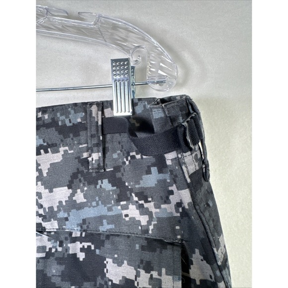 Tru Spec Black Camo Cargo Pants Adjustable Waist Draw String Ankles L Short - Picture 6 of 10